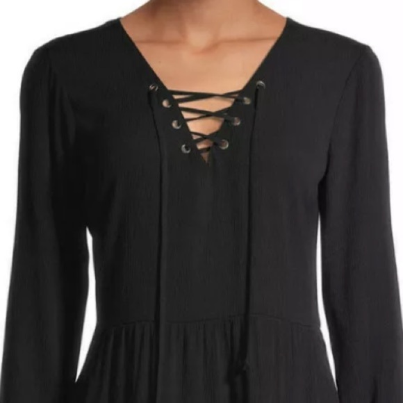 No Boundaries size M black BOHO lace up tier dress - Picture 5 of 16